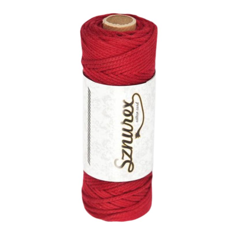 sznurek bawełniany 2_5 mm czerwony pleciony sznurex