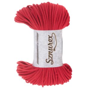 sznurek bawełniany 5 mm czerwony pleciony sznurex