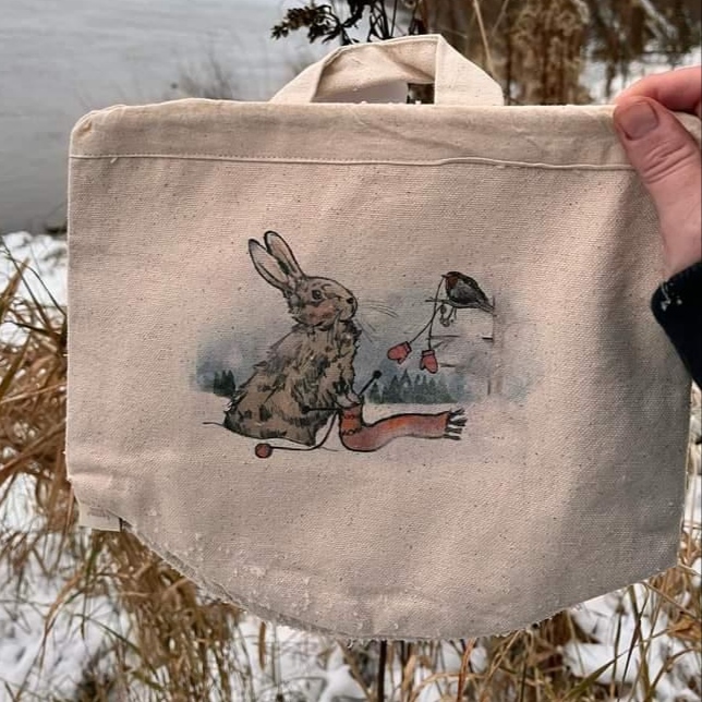 torba zajac woreczek na projekt dla dziewiarki